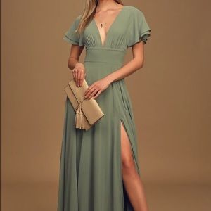 Promise Of Love Sage Flutter Sleeve Maxi Dress